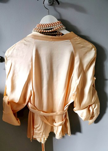 Bohem Tarzda Uzun Bej Kadın Bluz - Görsel 3