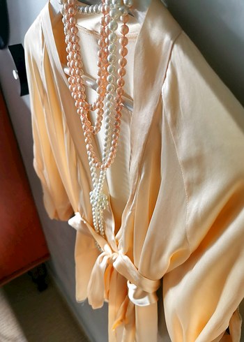 Bohem Tarzda Uzun Bej Kadın Bluz - Görsel 4