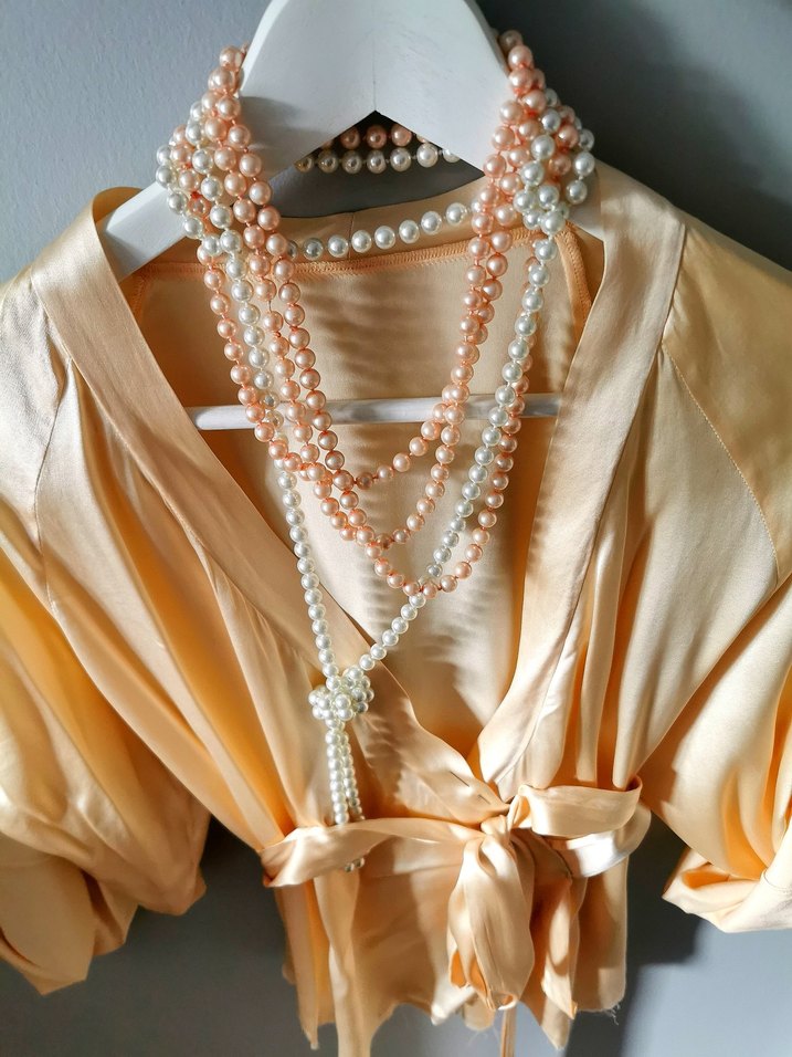 Bohem Tarzda Uzun Bej Kadın Bluz - Görsel 2