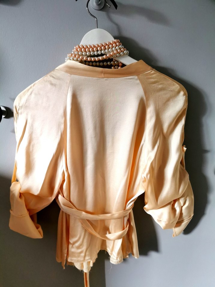 Bohem Tarzda Uzun Bej Kadın Bluz - Görsel 3