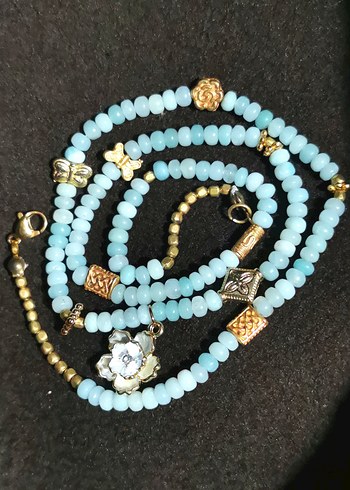 Orj Aquamarine Stone ÖzelTasarım Kolye - Görsel 3