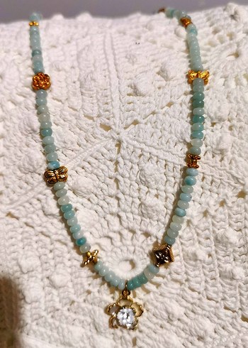 Orj Aquamarine Stone ÖzelTasarım Kolye - Görsel 4