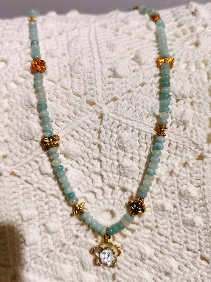 Orj Aquamarine Stone ÖzelTasarım Kolye - Görsel 4