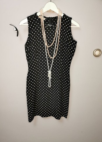 İnci Detaylı Puantiyeli Uzun Elbise - Görsel 3