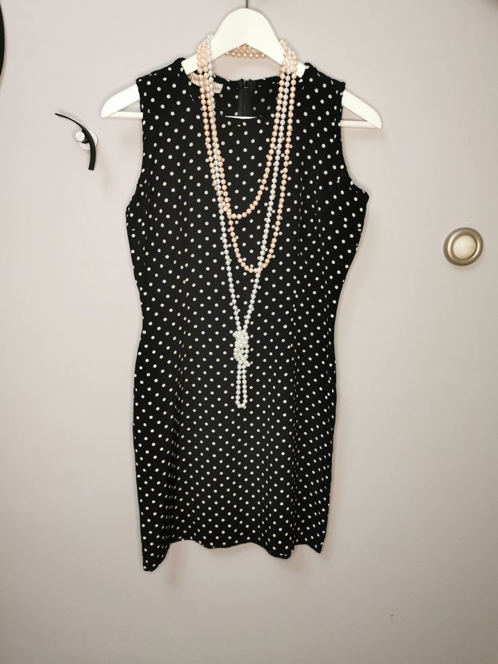 İnci Detaylı Puantiyeli Uzun Elbise - Görsel 3