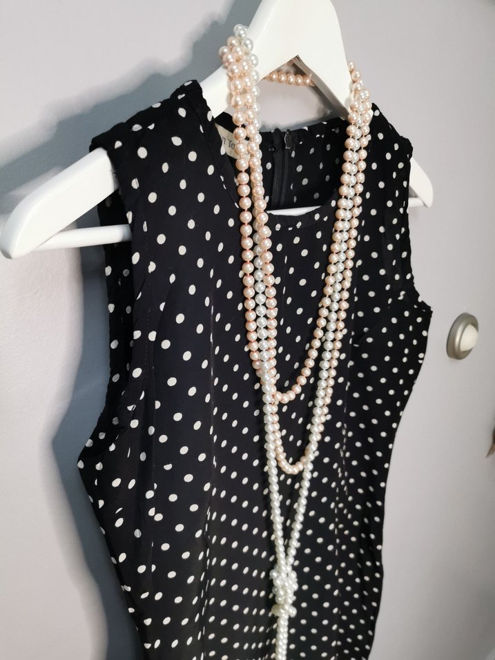 İnci Detaylı Puantiyeli Uzun Elbise - Görsel 2