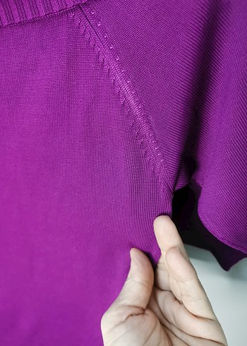 Mor Zincir Detaylı Kayık Yaka Kadın Kazak - Görsel 5