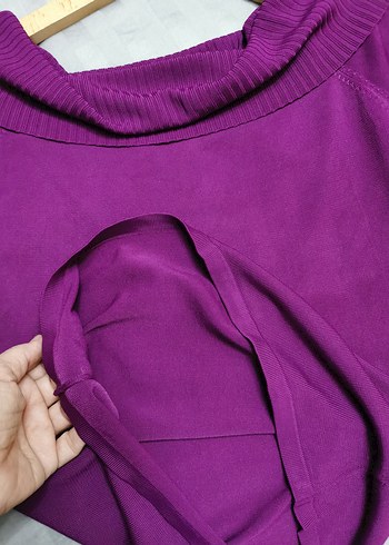 Mor Zincir Detaylı Kayık Yaka Kadın Kazak - Görsel 7