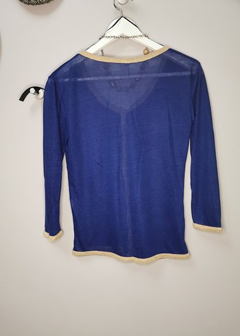 Mavi Düğmeli Bohem Kadın Hırka - Görsel 6