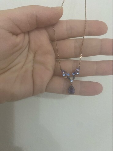 swarovski Ametist taşlı gümüş kolye
