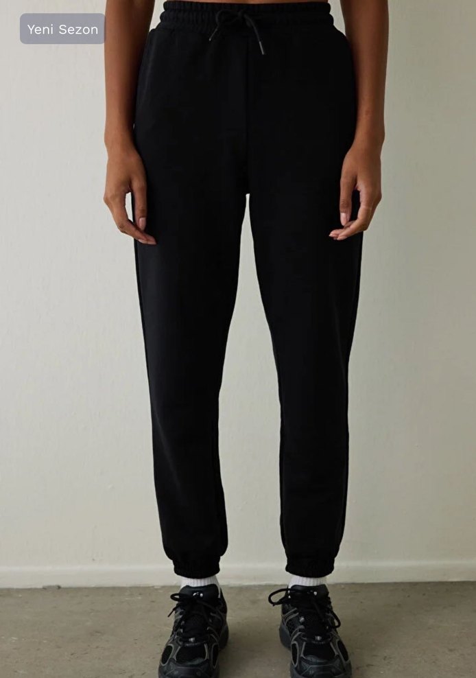 Penti Siyah Yüksek Bel Bağcıklı Jogger Eşofman Altı - Görsel 4
