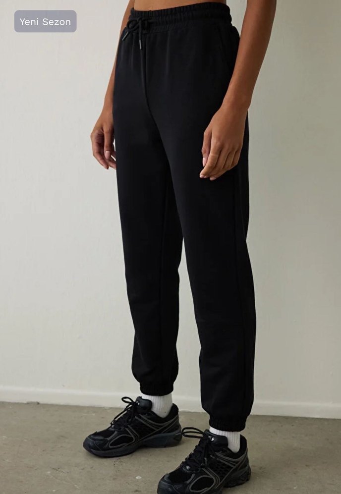 Penti Siyah Yüksek Bel Bağcıklı Jogger Eşofman Altı - Görsel 3