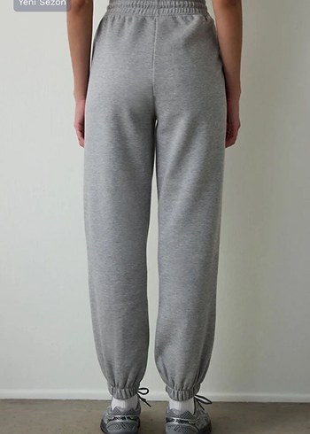 Penti Gri Melanj Orta Bel Çift Dikişli Bağcıklı Oversize Jogger - Görsel 5