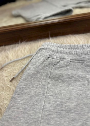 Penti Gri Melanj Orta Bel Çift Dikişli Bağcıklı Oversize Jogger - Görsel 2