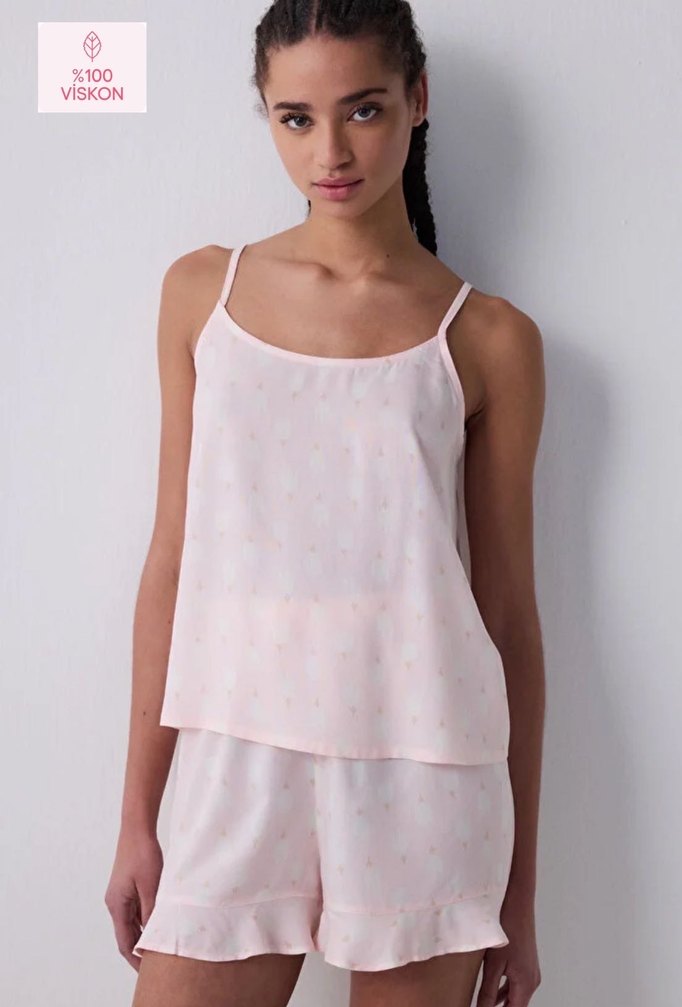 Penti Tulips Şortlu Açık Pembe Pijama Takımı - Görsel 3