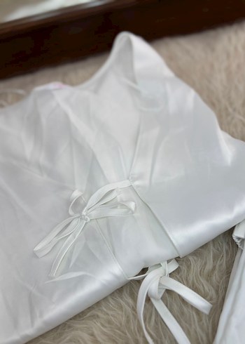 Bridal Saten Gömlek Pantolon Kırık Beyaz Pijama Takımı - Görsel 2