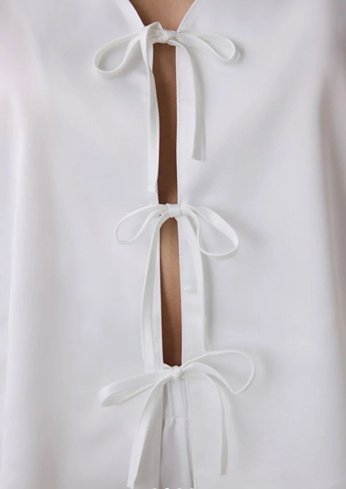 Bridal Saten Gömlek Pantolon Kırık Beyaz Pijama Takımı - Görsel 4