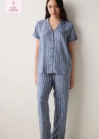 Penti Freya Gömlek Pantolon Gri Pijama Takımı - Görsel 3