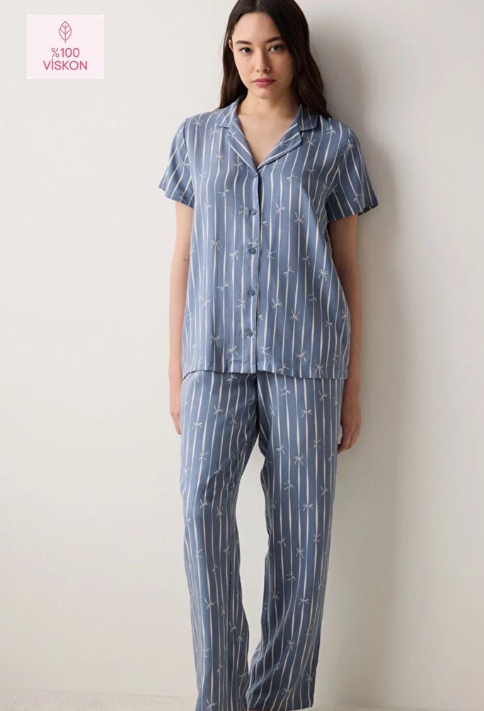 Penti Freya Gömlek Pantolon Gri Pijama Takımı - Görsel 3