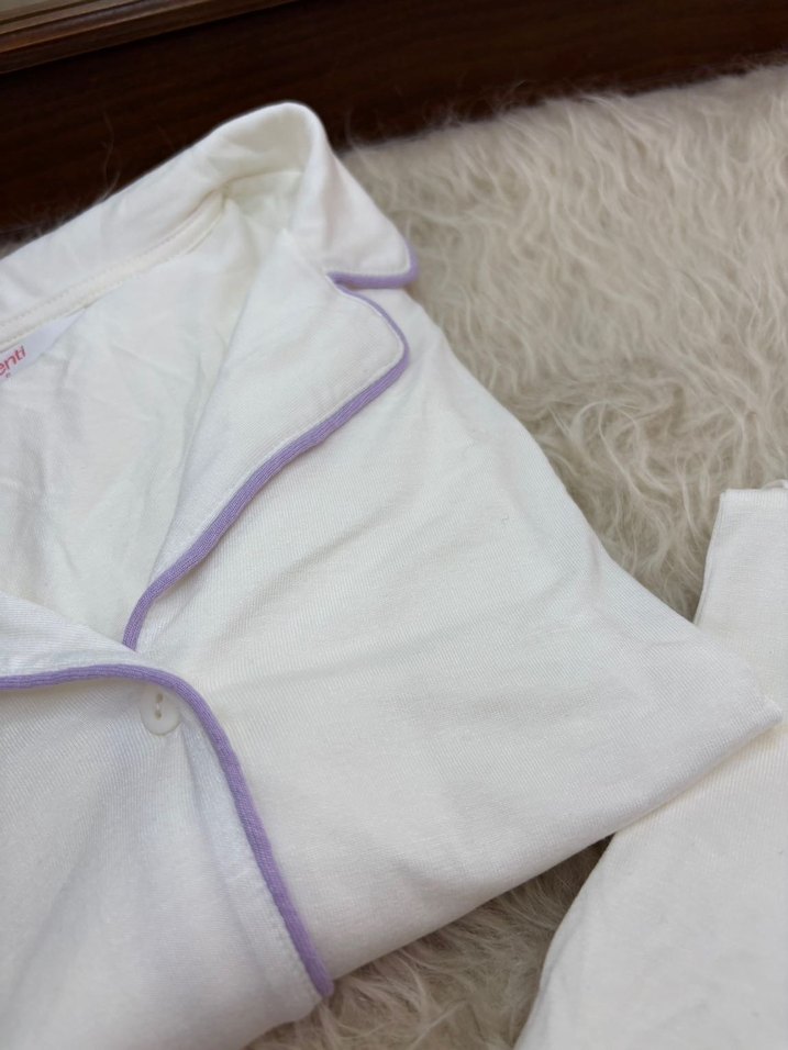 Penti Lana Solid Gömlekli Kırık Beyaz Pijama Takımı - Görsel 2