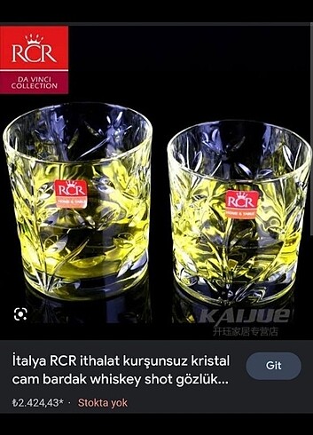 Rcr marka kristal viski bardağı 6 parça