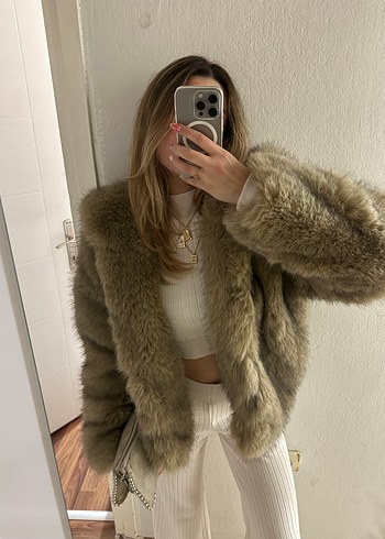 xs Beden camel Renk Zara Kapüşonlu Kadın Peluş Ceket