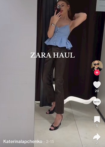 zara Kahverengi Deri bootcut Pantolon