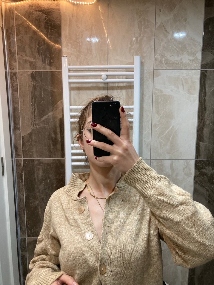 Bej Kadın Triko hırka - Görsel 2