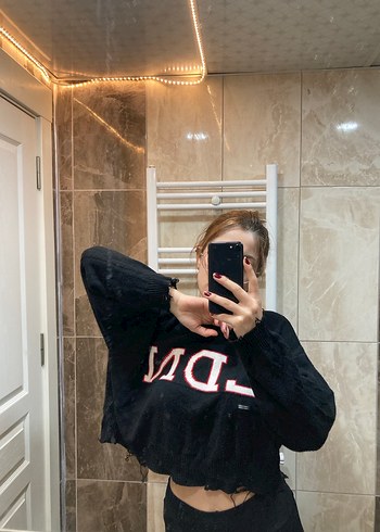 Siyah Baskılı Kadın kazak - Görsel 2