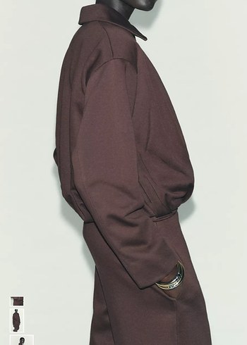 Kahverengi Fermuarlı Kadın Bomber Ceket - Görsel 2