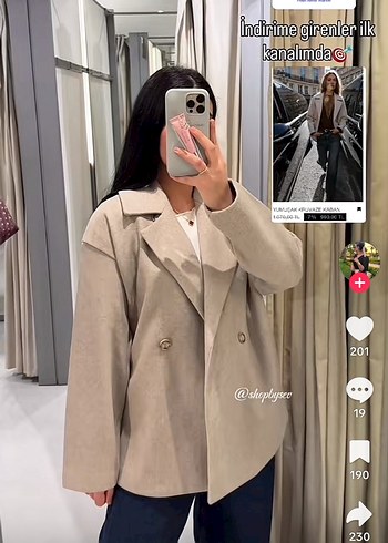 Düğmeli Açık Gri Kısa Kaban - Görsel 2