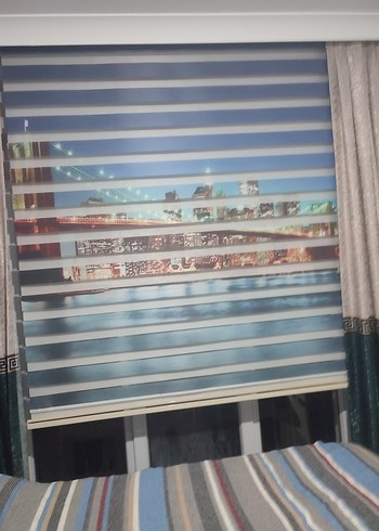 Çok Renkli Baskılı  MaviZebra Perde - Görsel 3