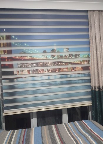 Çok Renkli Baskılı  MaviZebra Perde - Görsel 2