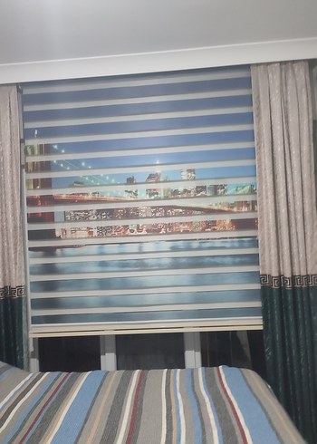 Çok Renkli Baskılı  MaviZebra Perde - Görsel 5