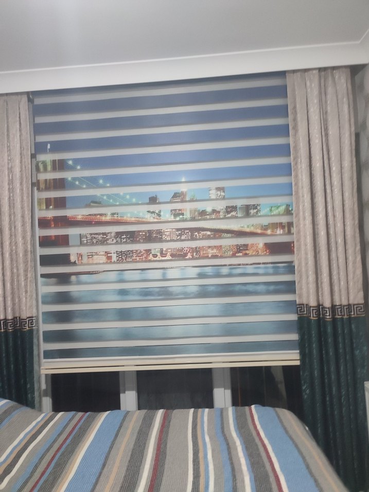 Çok Renkli Baskılı  MaviZebra Perde - Görsel 5