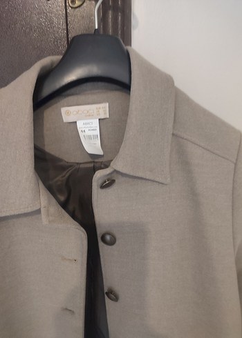 Abacidan Bej Midi Düğmeli Kadın Keten Kaban - Görsel 2