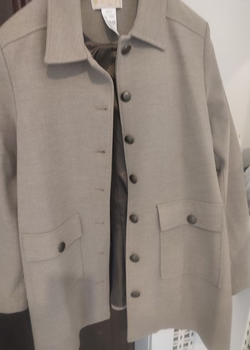 Abacidan Bej Midi Düğmeli Kadın Keten Kaban - Görsel 5