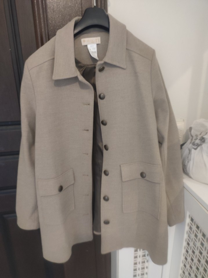 Abacidan Bej Midi Düğmeli Kadın Keten Kaban - Görsel 3