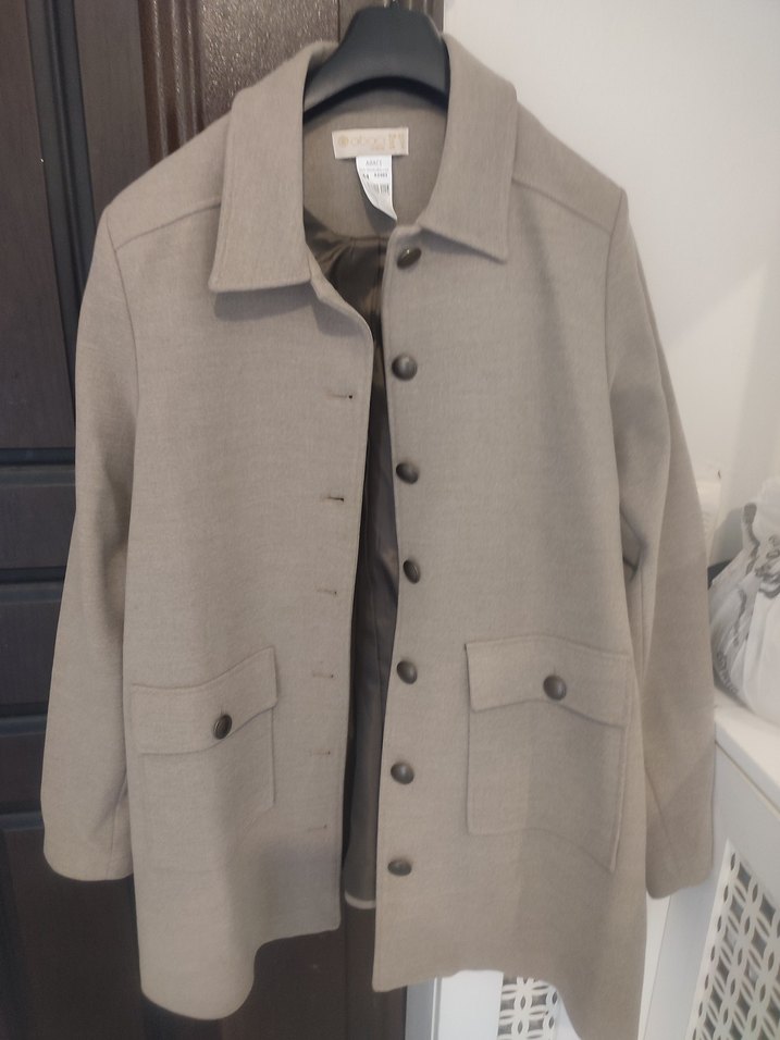 Abacidan Bej Midi Düğmeli Kadın Keten Kaban - Görsel 4