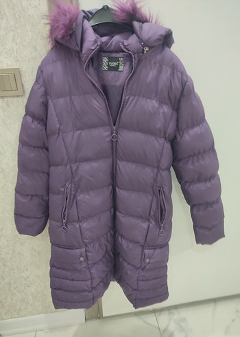 Tugba Ergün den Kalın Mor Kürklü Kadın Kışlık Mont Yepyeni - Görsel 4