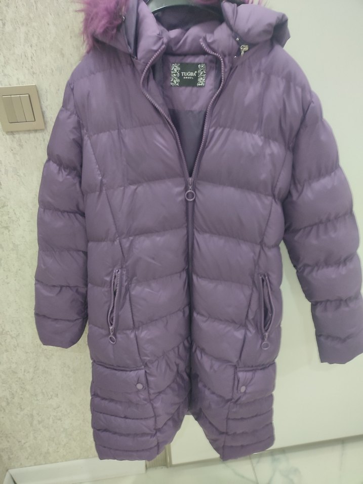 Tugba Ergün den Kalın Mor Kürklü Kadın Kışlık Mont Yepyeni - Görsel 3