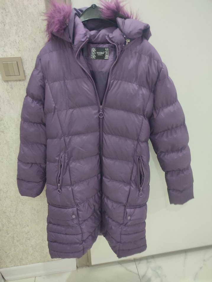 Tugba Ergün den Kalın Mor Kürklü Kadın Kışlık Mont Yepyeni - Görsel 4