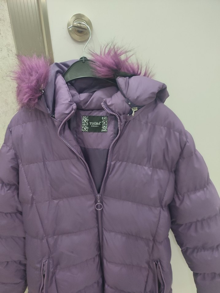 Tugba Ergün den Kalın Mor Kürklü Kadın Kışlık Mont Yepyeni - Görsel 5