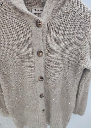 Sementadan Pullu Kapşonlu  Kadın Hırka - Görsel 4