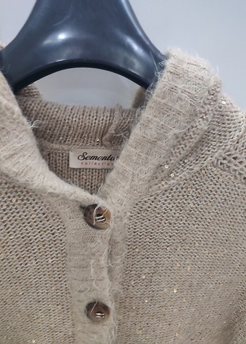 Sementadan Pullu Kapşonlu  Kadın Hırka - Görsel 3