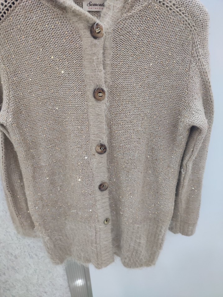 Sementadan Pullu Kapşonlu  Kadın Hırka - Görsel 5