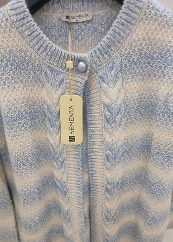 Sementadan Mavi Bağlama Desenli Triko Hırka - Görsel 2