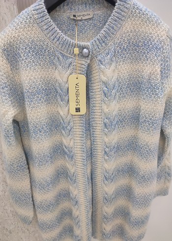 Sementadan Mavi Bağlama Desenli Triko Hırka - Görsel 4