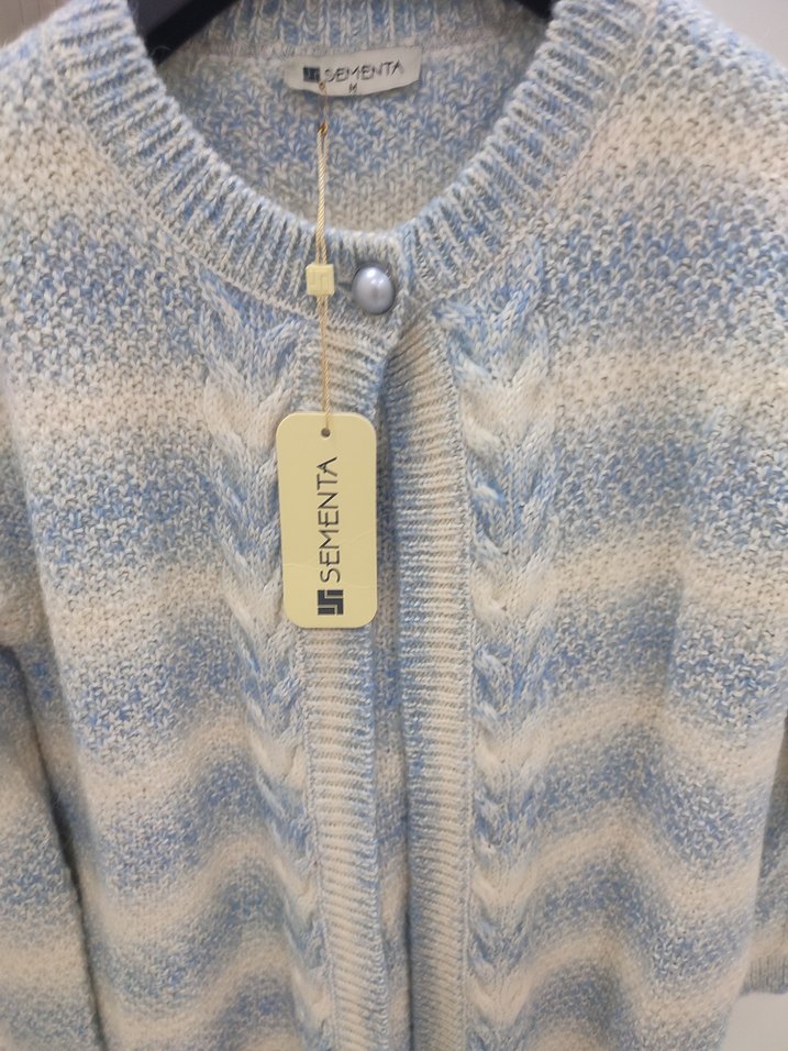 Sementadan Mavi Bağlama Desenli Triko Hırka - Görsel 2