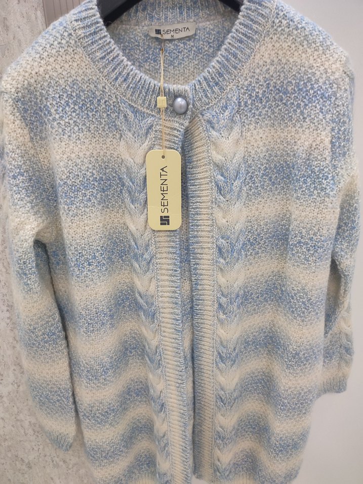 Sementadan Mavi Bağlama Desenli Triko Hırka - Görsel 4